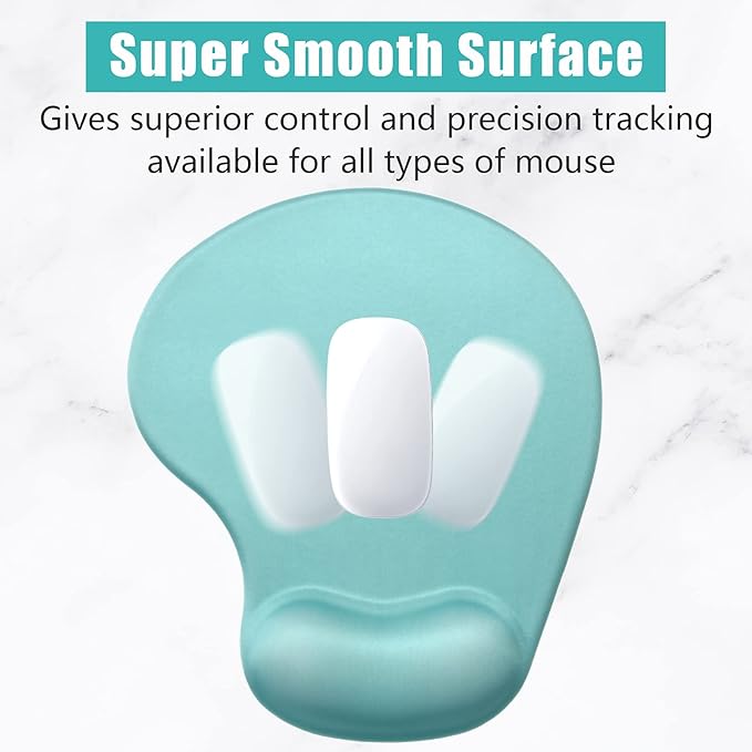 Hsurbtra Ergonomic Mouse Pad with Wrist Rest Support, Gel Mouse Pads with Non-Slip PU Base, Pain Relief Memory Foam Computer Mat, Cute Office Supplies Desk Decro Accessories, Malachite Green