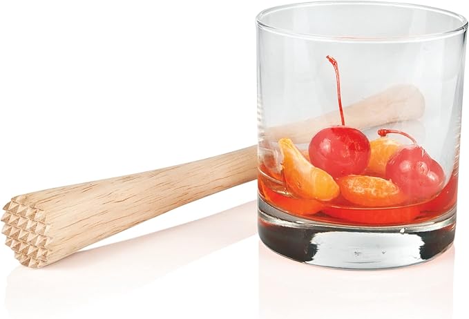 True Smash Wooden Muddler for Cocktails with Ergonomic Contoured Handle, Durable Cocktail Muddlers, Herbs and Fruit Crushers, Home Bar Accessories, 9.75", Set of 1
