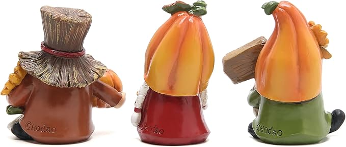 Hodao 3pcs Fall Thanksgiving Pumpkin Gnomes Decorations Handmade Swedish Tomte Elf for Fall Decor Gift - Thanksgiving Party Home Gnomes Decor - Autumn Gifts