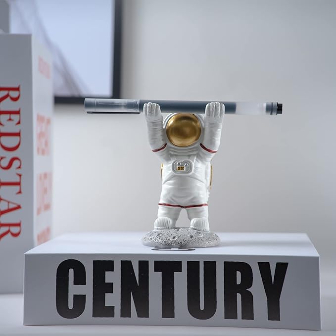 BUTILIVEEN Astronaut Pen Pencil Holder Stand for Desk, Resin Pen Display Stand Pencil Display Holder for Home Office Gifts, Standing Astronaut Pen Holder