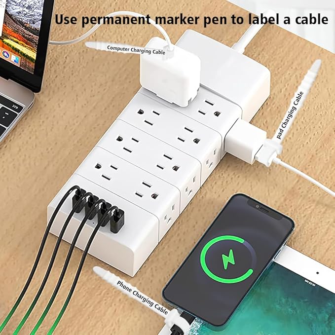 Silicone Zip Ties, Reusable Zip Ties, 20pcs Rubber Cable Ties Straps,Cable Management,Travel Essentials Elastic Fastening Cord Ties Cord Organizer for Office,White Cable Straps 4.5inch (20Pcs White)