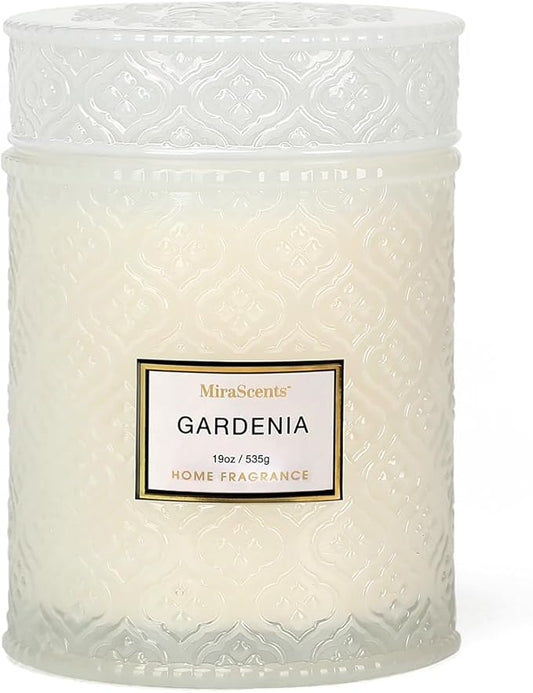 Gardenia Scented Candles, 19oz Aromatherapy Candles Gifts for Women, White Luxury Large Decorative Candle in Glass, Natural Soy Wax for Home