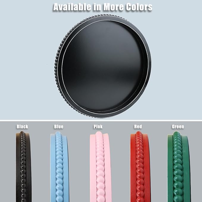 Black Round Wood Decorative Ottoman Tray for Coffee Table Kitchen Counter, Living Room, Handcrafted Wooden Serving Tray for Table Centerpiece