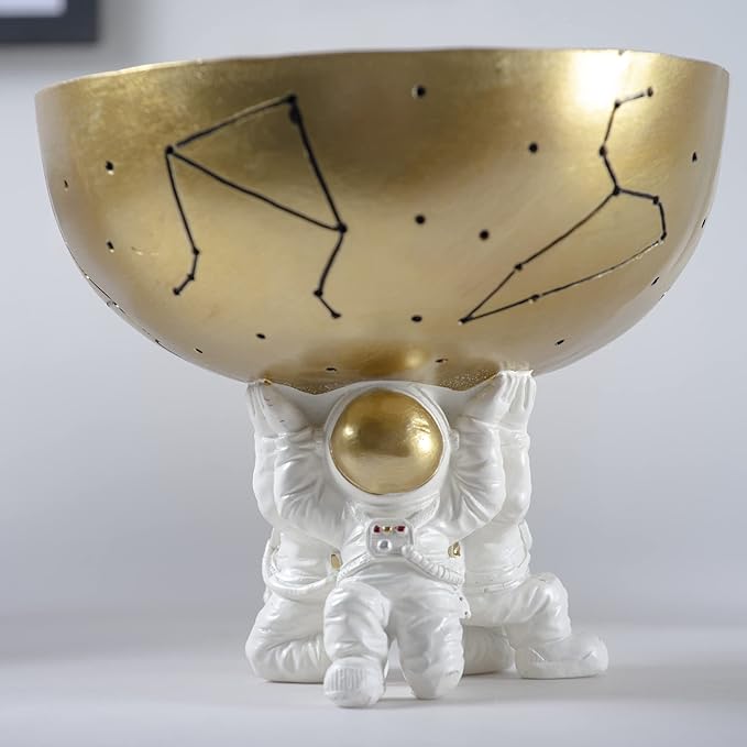 BUTILIVEEN Astronaut Decorative Bowl for Sundries, Spaceman Candy Bowl, Key Holder and Jewelry Storage Box, Astronaut Decor, Gifts for Spaceman Lover, Resin, 5.09" W