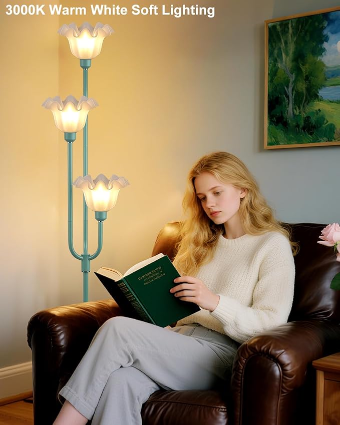 Lightdot 66IN Flower Floor Lamp 3-Lights Vintage Floor Lamps with 3000K Warm White Bulbs for Wedding Party Modern Tall Standing Lamp for Living Room/Bedroom