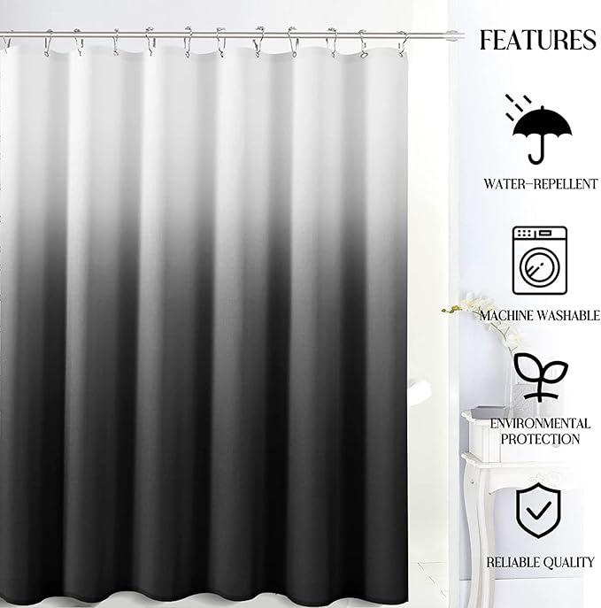 Small Stall Black Men Shower Curtain 36 inch Wide Bathroom Bath Grey Curtain Set Geometric Black and Gray Curtains Narrow Half 36x72 inches