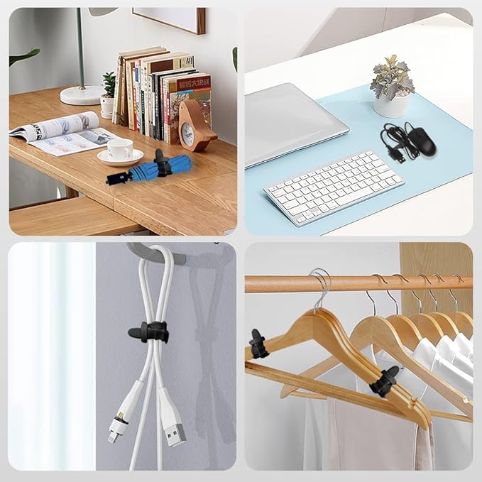 Reusable Zip Ties, Silicone Zip Ties, 20pcs Rubber Cable Ties, Reusable Fastening Cable Ties,Twist Ties for Bags,Travel Items,Camping Gear Must Haves,Black Cord Ties 4.5inch (20Pcs Black)