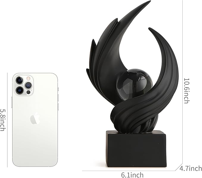 Abstract Art Sculpture, Resin Gold Decorative Statue, Modern White Ornaments for Living Room, Decorativas Modernas for Coffee Table, Entryway & Office Collectibles (Black)