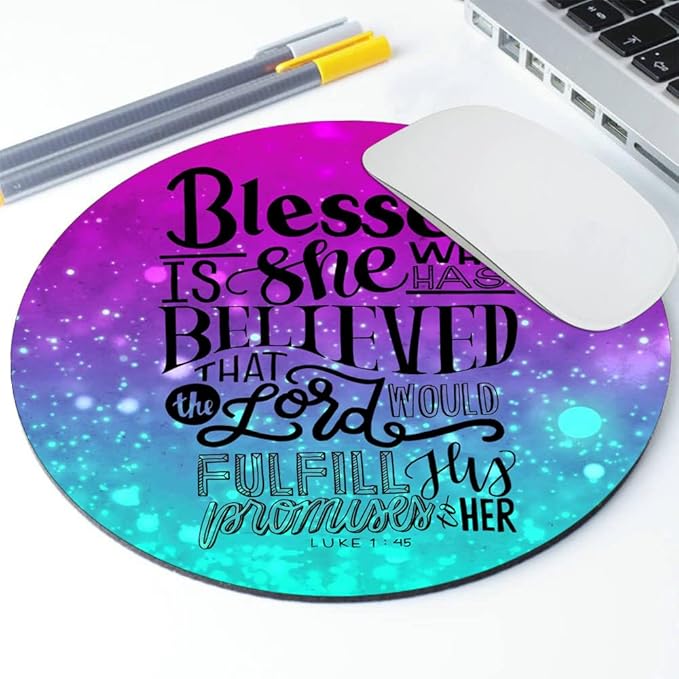 Inspirational Quote ， Gospel of Luke Round Mouse pad Customized Mousepad Non-Slip Rubber Base Mouse Pads for Computers Laptop Office Desk Accessories Mouse pad