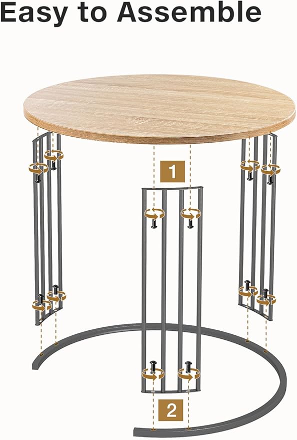 YORKING Nesting Coffee Table Set of 2, Round Table Set, Morden End Side Night Stand for Bedroom Dining Room （Wood）