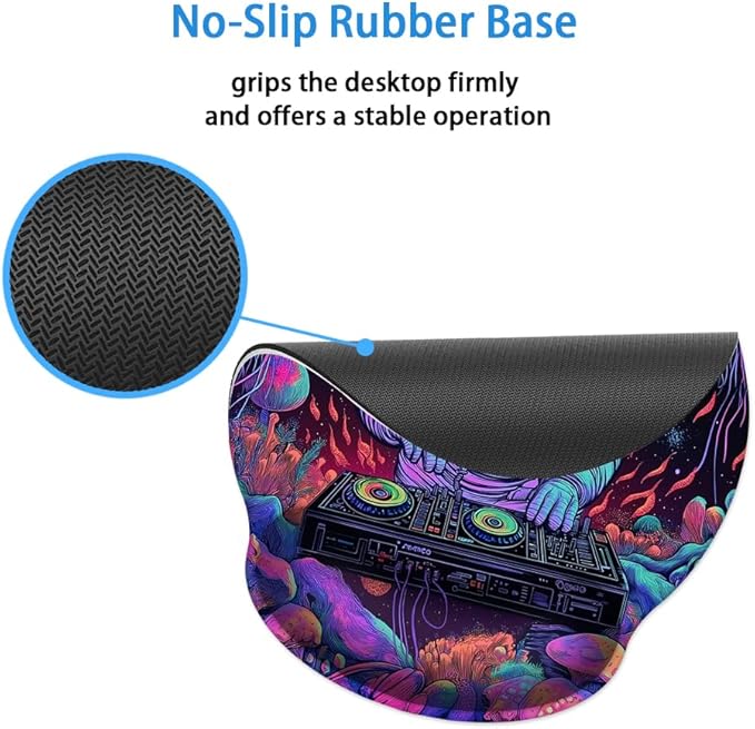 Mouse Pad with Wrist Support, Ergonomic Mouse Pad with Memory Foam Wrist Rest Cushion, Non-Slip Rubber Base Gaming Mice Pad for Home Office Computer Laptop,Cyberpunk Space