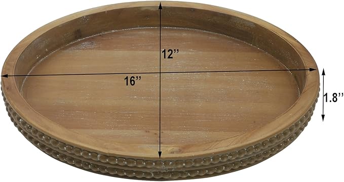 Carah & Cossh Oval Wooden Tray, Modern Decorative Tray 16''x12'', Oval Farmhouse Rustic Serving Tray, Table Centre Tray, Perfect for Storage and Display (Brown)