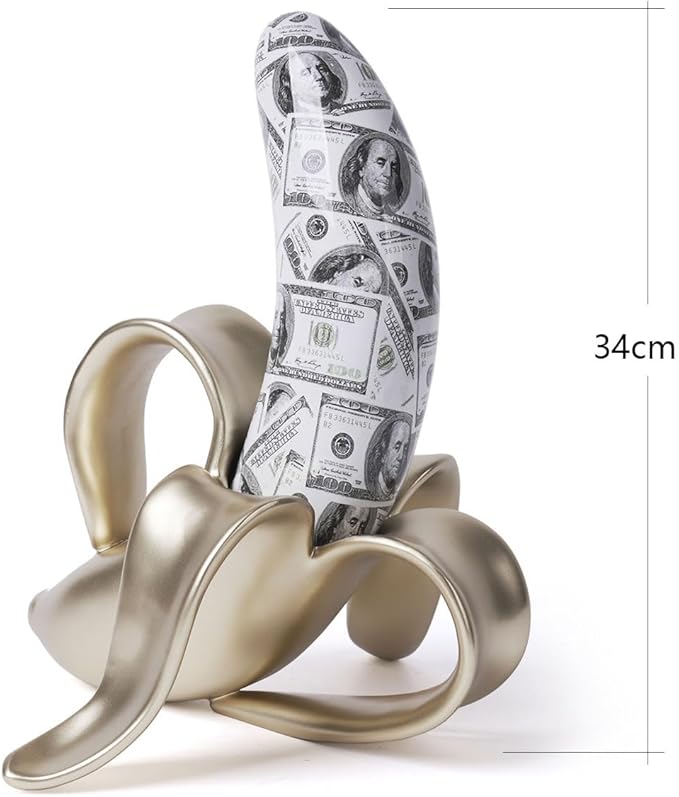 Abstract Sculpture Decor Modern Arts Banana Figurine Table Centerpiece Statue Polyresin 13.4 inch