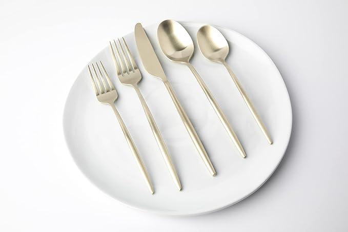 Cambridge 505220CKW12R Gaze Champagne Satin 20-Piece Flatware Set, Service for 4, silver