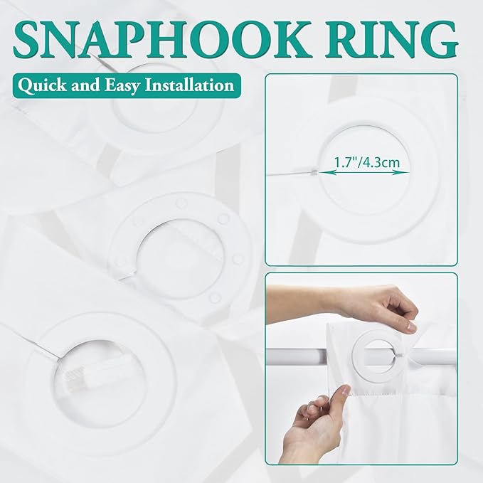 No Hook Ombre Grey White Striped Long Shower Curtain with Snap in Liner Set - Hotel Shower Curtain and Liner Set with See Through Mesh Top Window,Machine Washable, 71x86 INCH