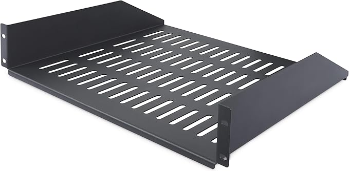 StarTech.com 2U Vented Server Rack Shelf, 16in/41.5cm Mounting Depth, for 19" Rack/Cabinet, SPCC Steel, Max 44lb/20kg