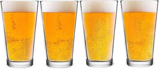 DU VINO Classic Nucleated Pint Glass Set for Better Head Retention, Aroma and Flavor- 16 oz Ultimate Pint Glass for Beer Drinking- Beer Glasses For Men- Cool Beer Glass USA Made- 4 Pack