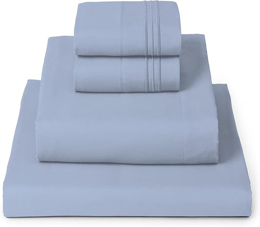 Mellanni California King Sheets Set - 4 PC Iconic Collection Bedding - Hotel Luxury, Extra Soft, Cooling Bed Sheets - Wrinkle, Fade, Stain Resistant (Cal King, Sky Blue)