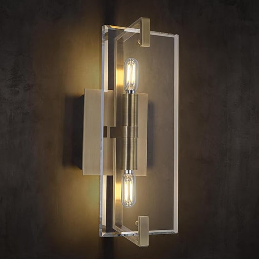 Crystal Vanity Wall Sconces Lights for Bathroom 13.5in Gold Sconces Wall Lighting,Modern Brass Vanity Lights Fixture,Luxury Indoor Wall Sconce for Bedroom,Hallway,Staircase,Living Room,Dining Room