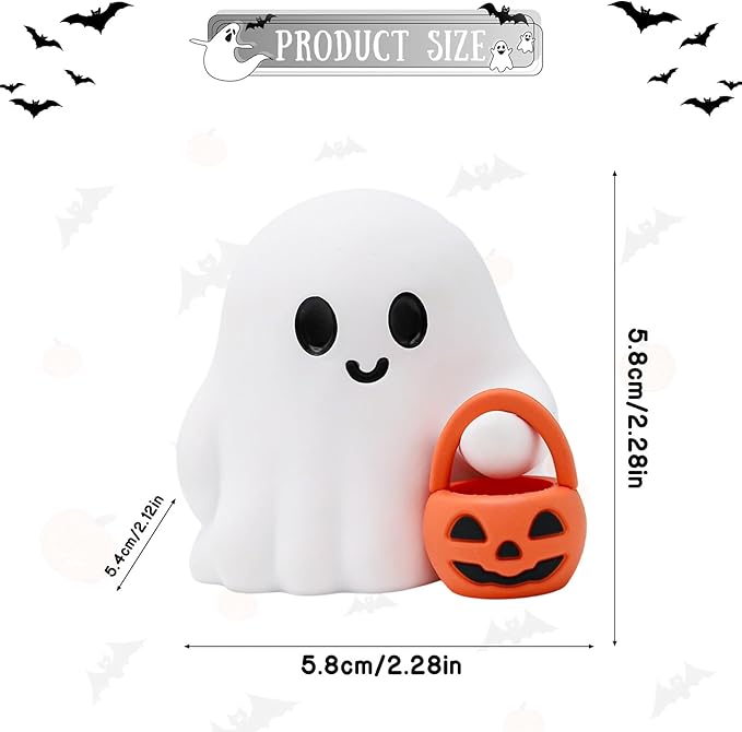 3 Pcs Halloween Ghost Figurine Ghost Resin Halloween Statue Cute Spooky Carrying Pumpkin Basket Designs Spooky Desk Display Ornament for Home and Office Tabletop Art Decoration