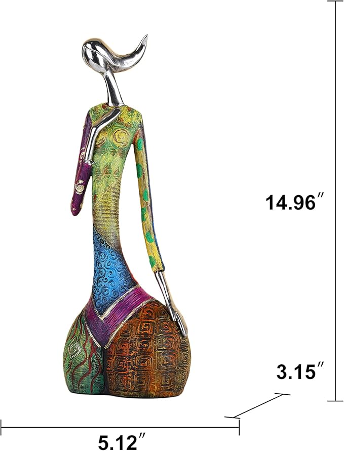 suruim Colorful Abstract Women Figurines Sculptures Home Decor for Shelves Yoga Pose Art Statue Modern Home Decoration Living Room Zen Decor Tables Ornaments (Elegance)