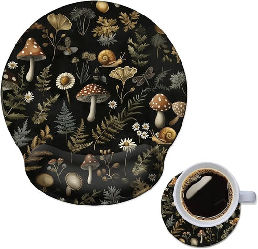 Ergonomic Mouse Pad with Memory Foam Wrist Rest Support Design,Relieve Wrist Pain Mousepad,Non-Slip Base for Laptop,Computer,Office Desk Accessories,Carpal Tunnel,Mushroom