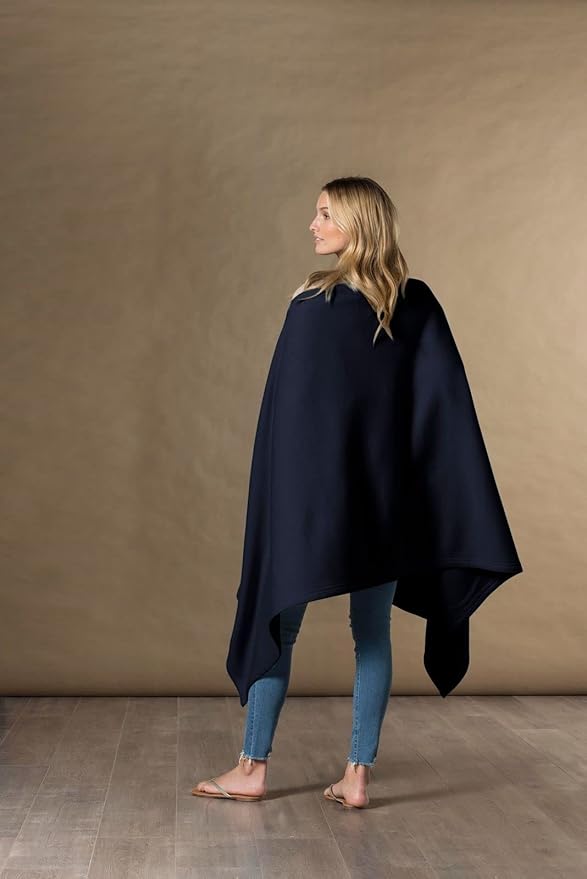 MV Sport Lightweight Sweatshirt Blanket Throw – Warm & Cozy, Breathable Oversized Fleece Knit, Couch, Bed, Travel, Cold Nights, and Outdoors – Soft Light Weight Blanket 54" x 84" Navy