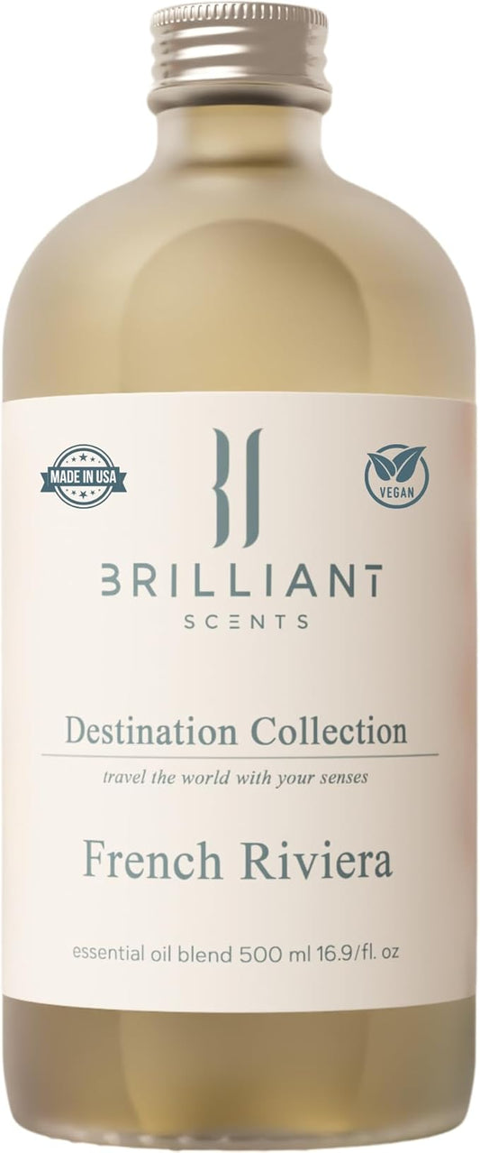 Brilliant Scents French Riviera Fragrance Oil 500ml - Premium Diffuser Oil for Home, Office, Hotels - Long Lasting, Plant-Based, Meets IFRA Standards, USA-Made - Blood Orange, Jasmine, Tonka Bean