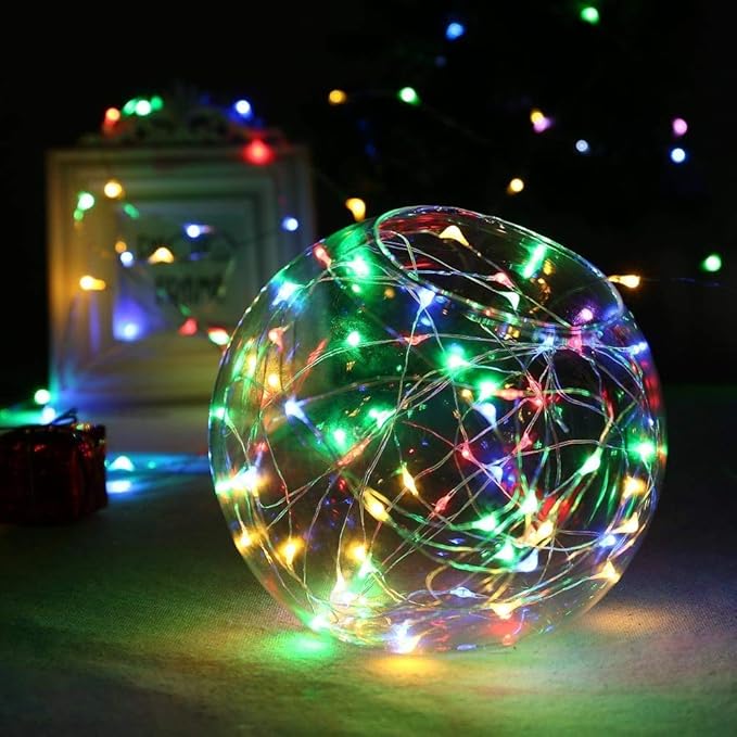 MUMUXI 20 Pack 3.3ft Fairy Lights Battery Operated String Lights, Mini LED Battery Powered Colored Waterproof Indoor Silver Wire Firefly Mason Jar Decor, Multicolor