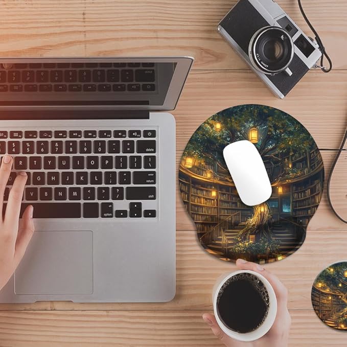 Ergonomic Mouse Pad with Memory Foam Wrist Rest Support Design,Relieve Wrist Pain Mousepad,Non-Slip Base for Laptop,Computer,Office Desk Accessories,Carpal Tunnel,Pretty Forest