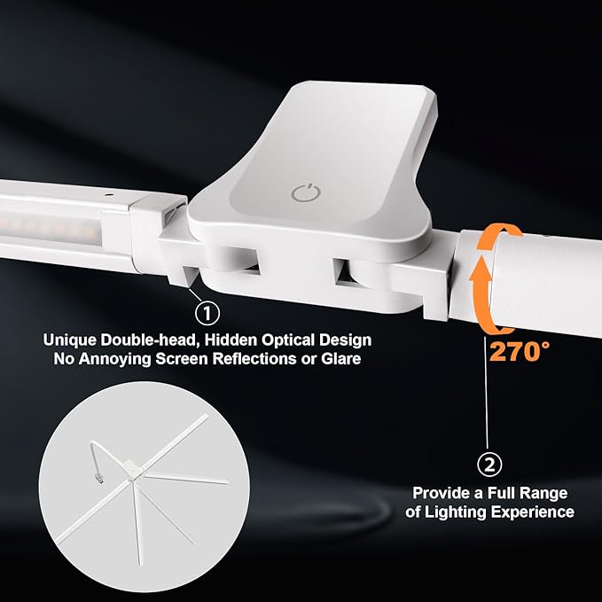 Desk Lamp with Clamp, 31.5" LED Desk Lamp for Home Office, 24W Double Head Desk Light, Dimmable & Color Temperature, Table Lamp with Remote Control, Brightest Computer Monitor Light