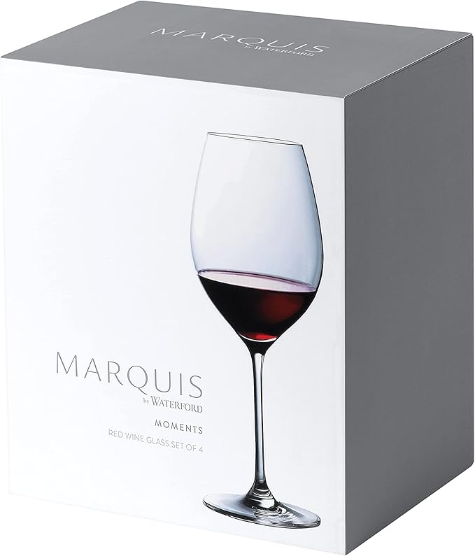 Marquis By Waterford Personalized Moments Red Wine Glasses, Set of 4 Custom Engraved 19.6oz Crystal Wine Glasses for Merlot, Cabernet, Bordeaux and More