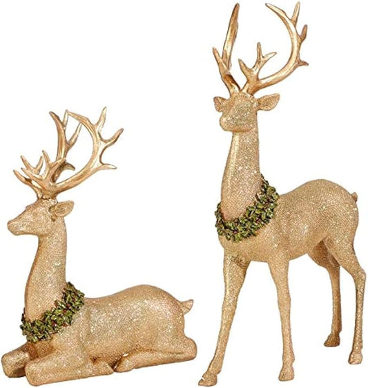Christmas Reindeer Figurines, Gold Deer Christmas Decor, Christmas Deer Decorations Indoor, Gold Reindeer Decor, Venados De Navidad, Reindeer Christmas Decoration, Christmas Deer Figurines