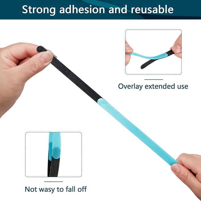 50PCS Reusable Adjustable Cable Ties, Microfiber Cloth Used for Computer Link Cable Cord Management (Light Blue)