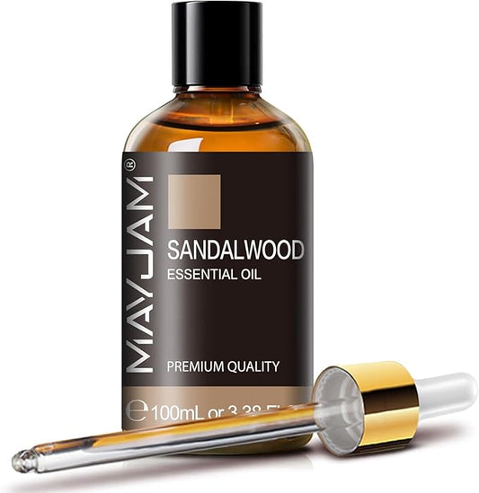 MAYJAM Sandalwood Essential Oil - Pure Essential Oils for Diffuser, Fragrance Oil for Soap Candle Making, Ideal for Home Office Car Yoga Use, 100ML/Bottle