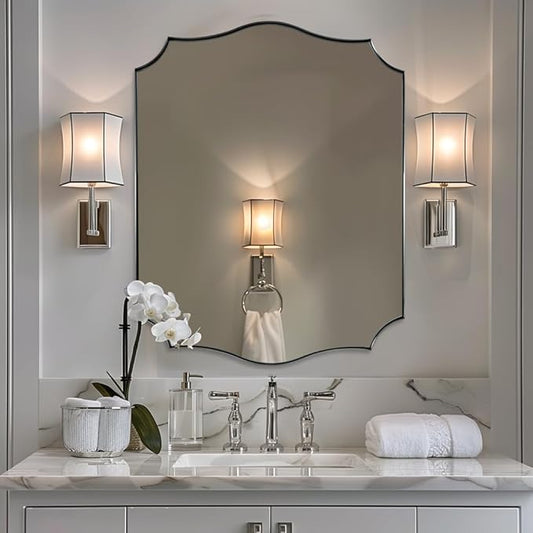 ANDY STAR Brushed Nickel Mirror, 22x30 Inch Silver Bathroom Vanity Mirror, Anti-Rust Stainless Steel 1" Frame, Unique Rectangular Mirror Ideal for Bathroom, Powder Room