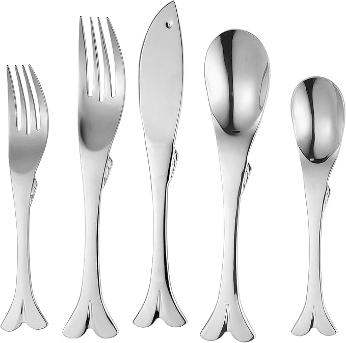 Supreme Housewares 20-Piece Fish Shaped Flatware Set, 18/8 Stainless Steel Silverware Cutlery Set, Service for 4, Mirror Polished, Dishwasher Safe (Fish)