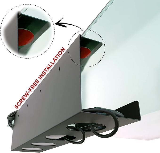 Under Desk Cable Management Tray - No Drill Organizer for Glass Desk. Perfect Standing Cable Management Rack (Black Wire Tray - Single 17'')