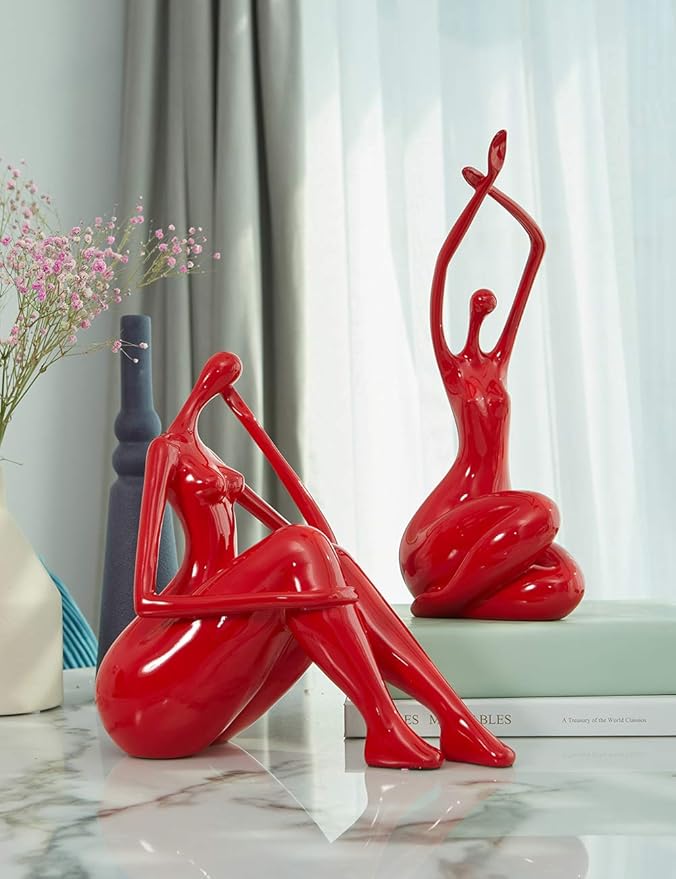 HAUCOZE Lady Sculpture Decor Woman Figurine Statue Modern Arts Gifts Polyresin 11 inch