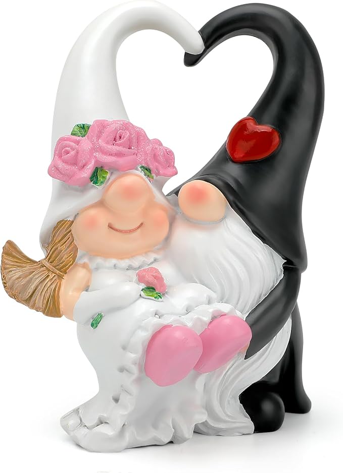 Anniversary Wedding Gifts for Couple - Romantic Wedding Gnomes Decorations, Gifts for Wife Mothers Day Husband Birthday (White)