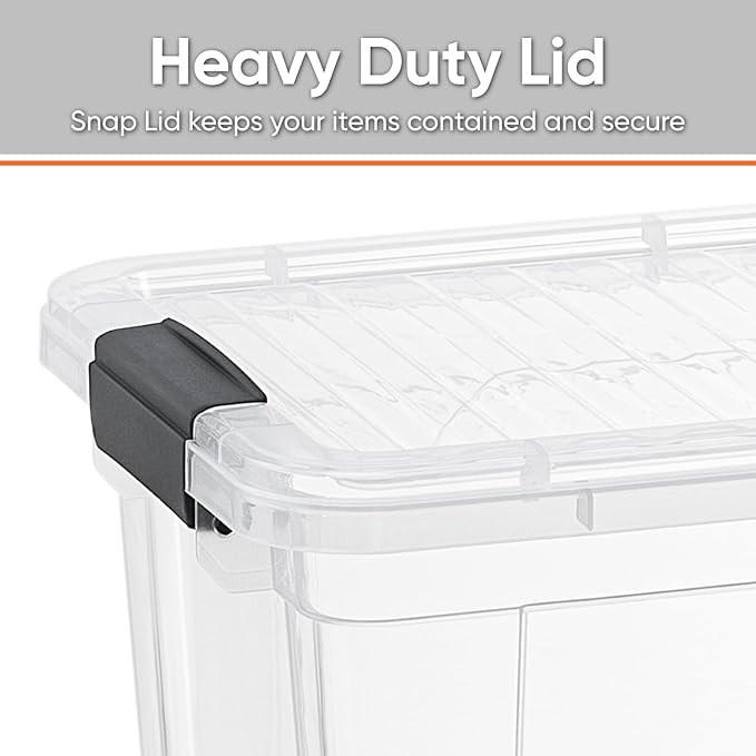 Superio Clear Storage Boxes with Lids, 26.5 Quart Plastic Container Bins for Organizing, Stackable Crates, BPA Free, Non Toxic, Odor Free, Organizers for Home, Office and Dorm, 3 Pack
