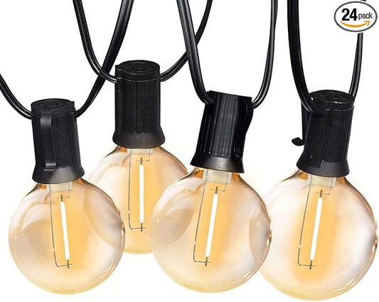 SUNTHIN Outdoor String Lights, 48FT Patio Lights with 25 G40 Shatterproof LED Bulbs(1 Spare), Waterproof Hanging Lights String for Outside Backyard, Porch, Deck, Party, Garden