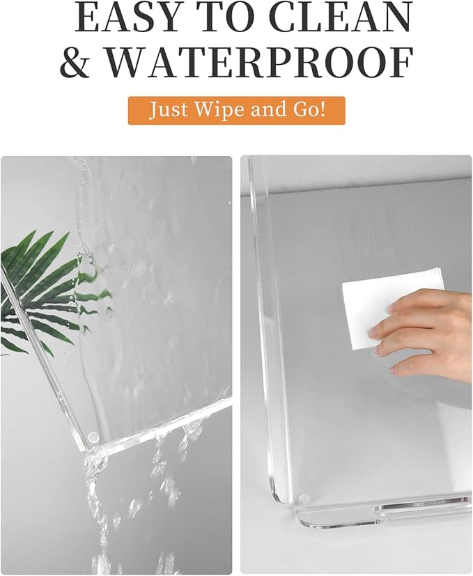 Clear Acrylic Serving Tray 15x10.2 Inches - Heat Bent Design for Coffee Table, Bakery, Vanity, and Kitchen - Durable Organizer for Food, Drinks, and Décor