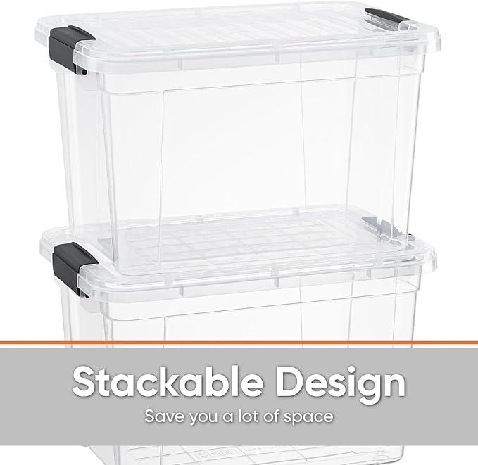 Superio Clear Storage Boxes with Lids, 4.75 Quart Plastic Container Bins for Organizing, Stackable Crates, BPA Free, Non Toxic, Odor Free, Organizers for Home, Office and Dorm, 5 Pack