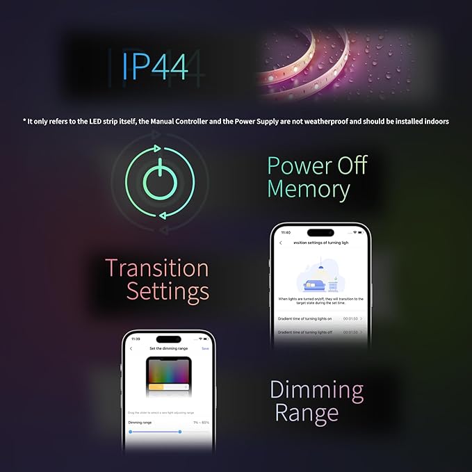 Aqara LED Strip T1,6.5 FT RGBIC Cuttable LED Strip Lights,16 Million Colors/Tunable White/Gradient Effects,Supports Apple Homekit,Alexa,Matter Over Bridge,Requires Zigbee 3.0 Hub