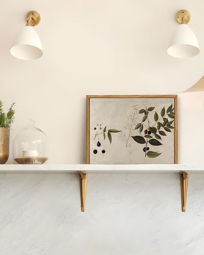 VIYYIEA Vintage Framed Canvas Botanical Wall Art Prints, Plant Rustic Farmhouse Wall Decor for Bedroom Living Room Bathroom, 9"x11"