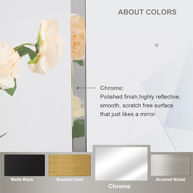 ANDY STAR Chrome Bathroom Mirror, 22x30 Inch Polished Chrome Rectangle Mirror, Scalloped Bathroom Mirror with Stainless Steel Metal Frame, Ideal for Bathroom, Living Room