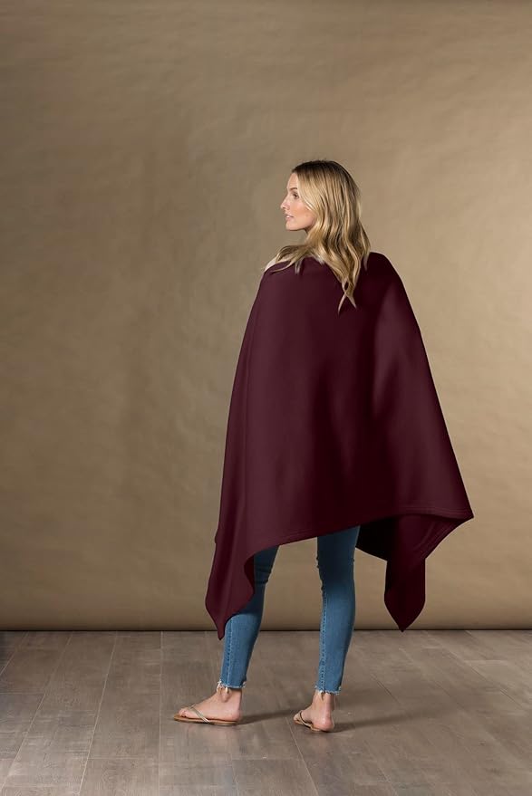 MV Sport Lightweight Sweatshirt Blanket Throw – Warm & Cozy, Breathable Oversized Fleece Knit, Couch, Bed, Travel, Cold Nights, and Outdoors – Soft Light Weight Blanket 54" x 84" Maroon