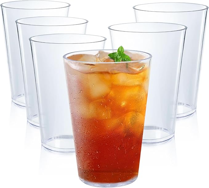 32 OZ Large Plastic Cups Reusable，Shatterproof Drinking Glasses, Stackable Glasses Drinking Set, Plastic Cups for Kitchen,Poolside,Party, House,BPA-Free,Dishwasher Safe,Sets of 6
