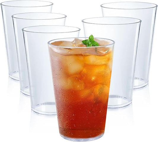 32 OZ Large Plastic Cups Reusable，Shatterproof Drinking Glasses, Stackable Glasses Drinking Set, Plastic Cups for Kitchen,Poolside,Party, House,BPA-Free,Dishwasher Safe,Sets of 6